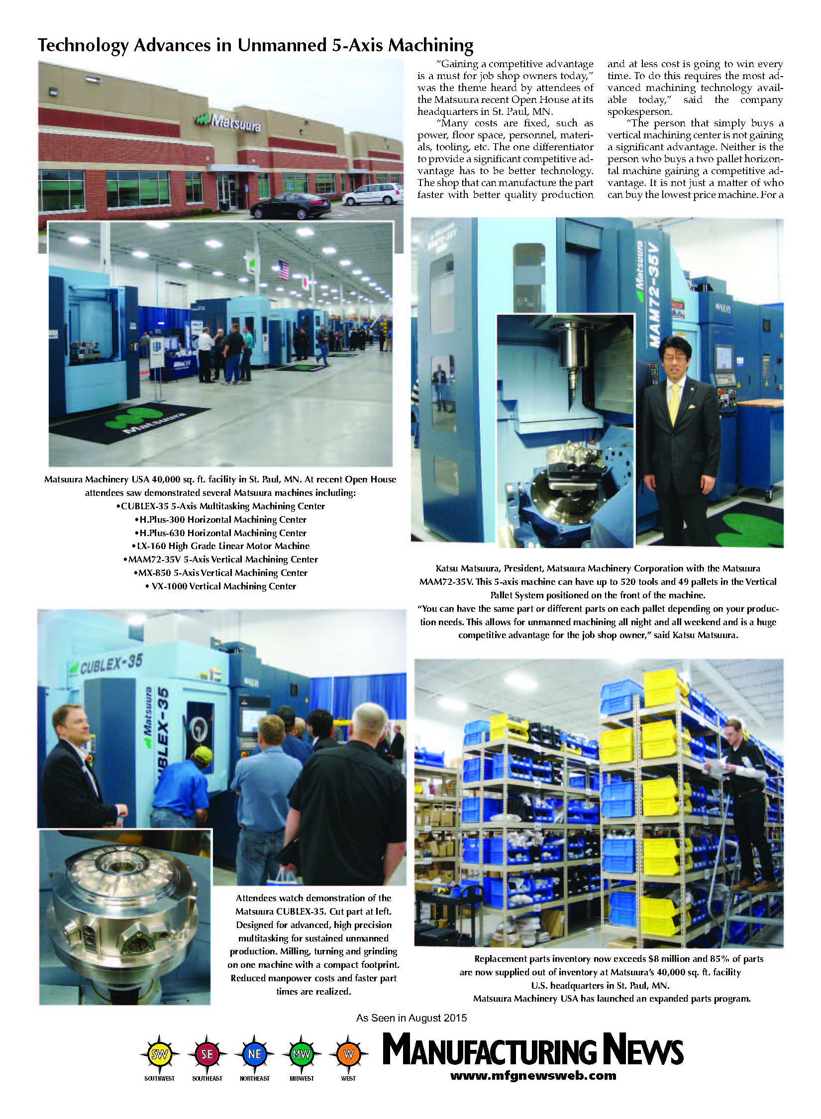 MATSUURA MACHINERY'S TECHNOLOGY AND ADVANCES IN 5-AXIS MACHINING